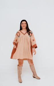 Boho All Day Nude Tone Dress WITH POCKETS