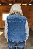 Denim Dreamin' Denim Boot Stitch Puffer Vest