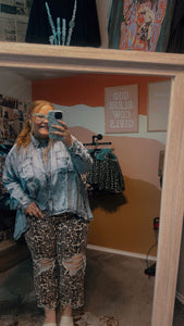 Debbie - Denim Flowy Button Up Top