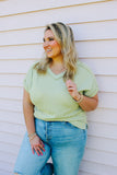 Begonia Basic Sage Green Ribbed Blouse