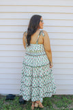 Tulip Tango Floral Tiered Midi Dress w/adjustable straps