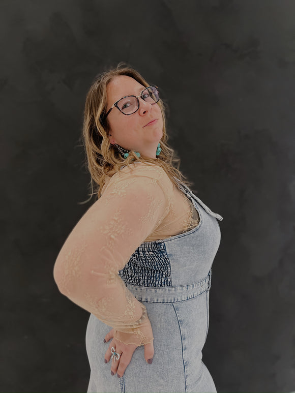 Beige and Blazin' Lace Top