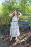 Tulip Tango Floral Tiered Midi Dress w/adjustable straps