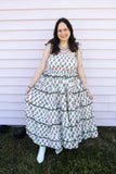 Tulip Tango Floral Tiered Midi Dress w/adjustable straps