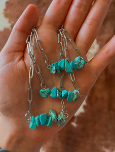 Howlite Chip Paperclip Bar Necklace