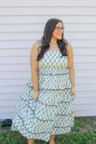 Tulip Tango Floral Tiered Midi Dress w/adjustable straps