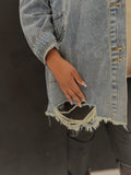 Denim Drama Oversized Distressed Denim Jacket