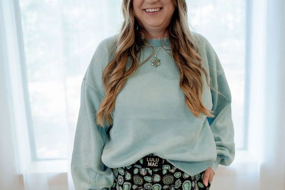 Destination Cozy - Mineral Wash Teal Crewneck Sweatshirt