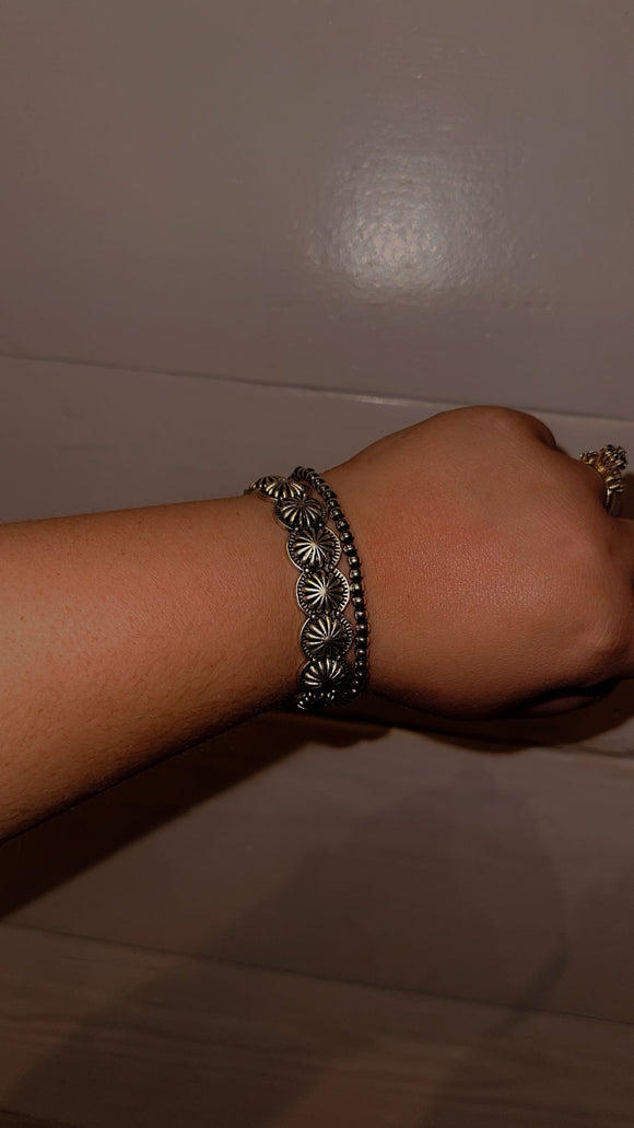 Silver Concho Cuff Bracelet- Adjustable!
