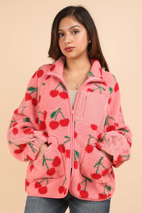 Pink Cherry Zip Up Jacket