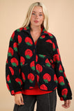 Black Strawberry Zip Up Jacket