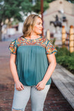 Jaded Top - Embroidered Linen Blouse
