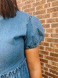 Rodeo Doll Stretchy Peplum Denim Blouse With Snaffle Bit Buttons