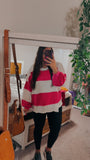 Magenta On My Mind - Striped Exposed Seam Long Sleeve Top