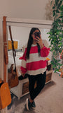 Magenta On My Mind - Striped Exposed Seam Long Sleeve Top