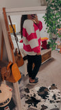 Magenta On My Mind - Striped Exposed Seam Long Sleeve Top