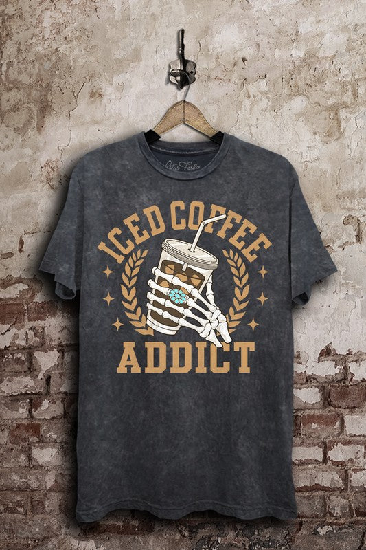 Iced Coffee Addict - Vintage Black Mineral Wash