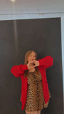 Text Me Back Red Knit Cardigan