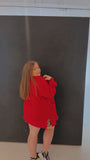 Text Me Back Red Knit Cardigan