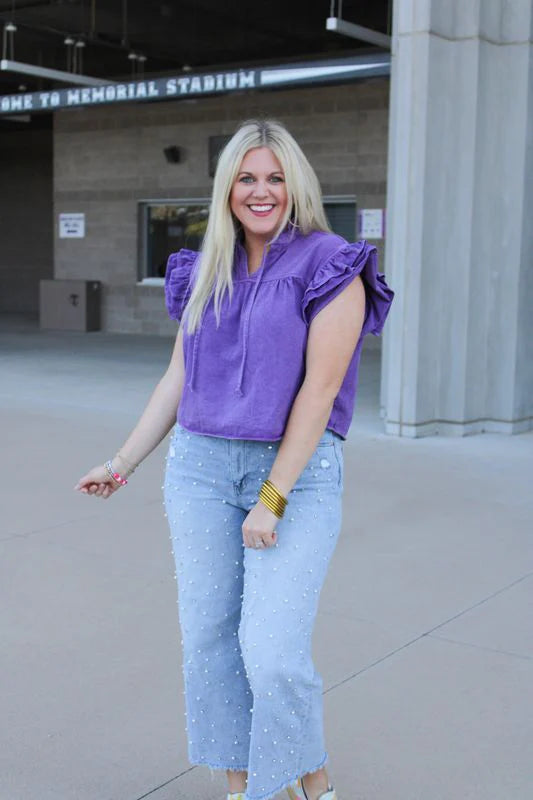The Grateful Blouse - Color Wash Purple Denim Blouse