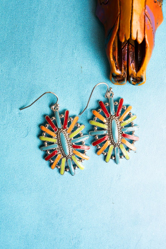 Colorful Concho Style Earrings
