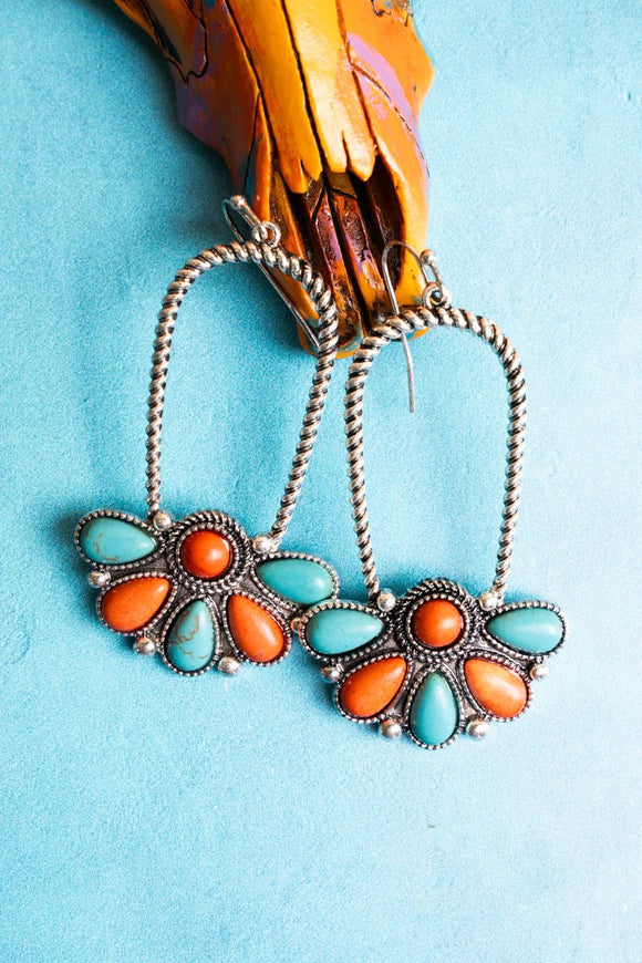 Anika Burnt Orange and Turquoise Color Hoops