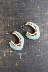 The Mindy - Teal and Gold Elegant Hoop