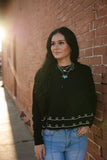 Looped In Black Hoodie With Ruffle Detail