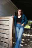 Mesa Trails - Teal Aztec Hooded Jacket