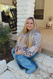 Patchwork Prairie - Multi Pattern Ribbed Sweatshirt Sweater
