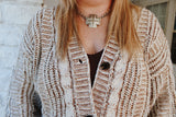 Morning Mocha - Cable Knit Nude Brown Cardigan