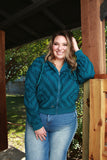 Mesa Trails - Teal Aztec Hooded Jacket