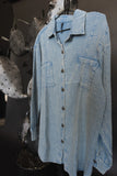 One Off! 2X/3X Blue Gauze Style Bu5443 tton Up With Concho Buttons!