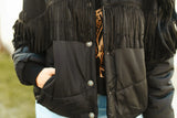 Black Fringe Western Puffer Coat - S - 3X