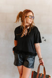 Fly As A Feather - Black Blouse Tee With Feather Trim