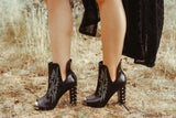 Western Stud - Boot Stitch Studded Heel Booties