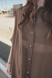 Go With The Flow Brown Sheer Flowy Blouse - Runs Oversized