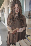 Go With The Flow Brown Sheer Flowy Blouse - Runs Oversized
