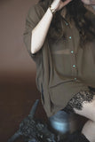 Go With The Flow Brown Sheer Flowy Blouse - Runs Oversized