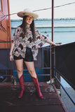 Mrs. Celia (Steal ya) Girl - Sheer Blouse w/ Western Print