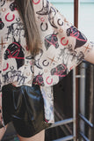 Mrs. Celia (Steal ya) Girl - Sheer Blouse w/ Western Print