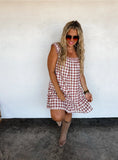 Mocha Gingham Print Dress - PLUS SIZE