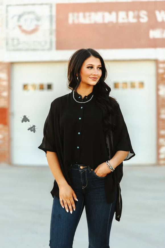 Go With The Flow Western Sheer Button Up