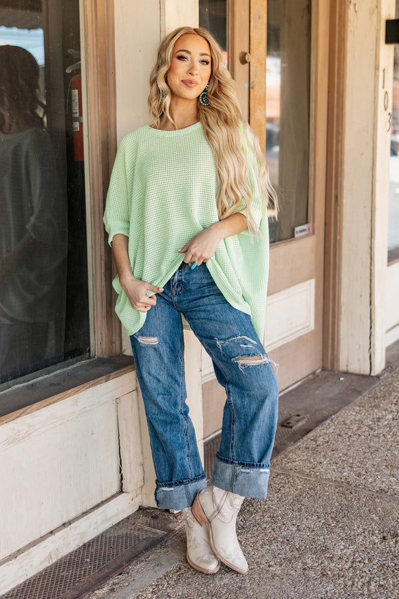 Fuego Verde - Crochet Oversized Relaxed Fit Short Sleeve Poncho Top