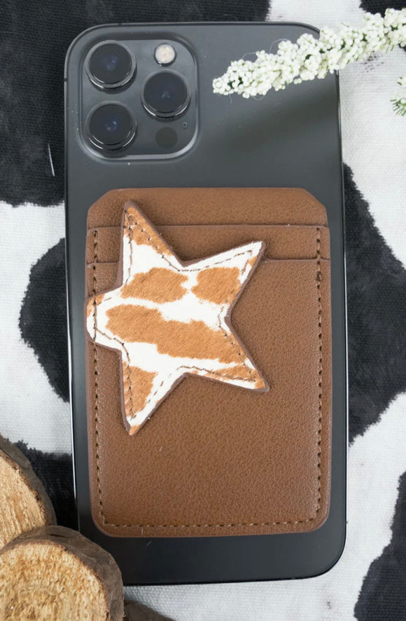 Cow-Print Star Phone Card Wallet
