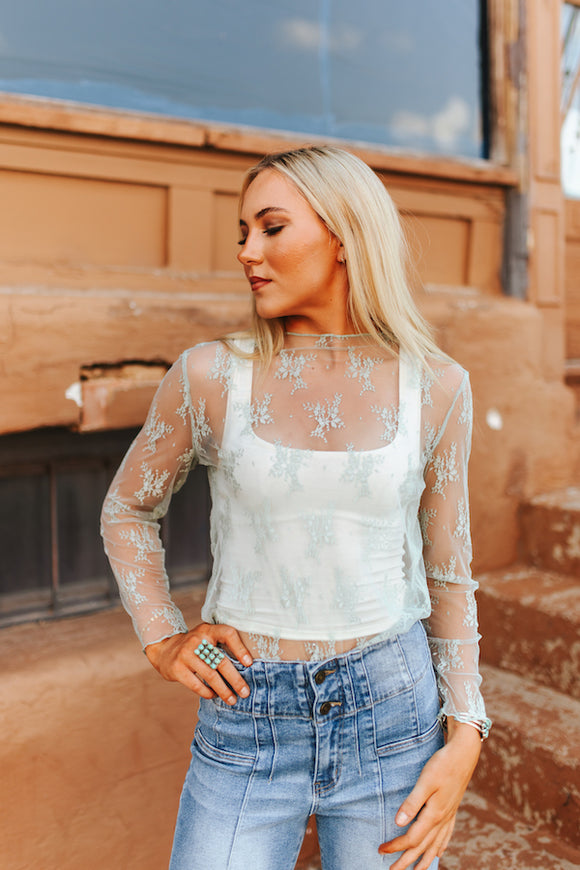 Mint/Sage Green Lace Top