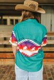 Something In The Neon - Turquoise horse button up!