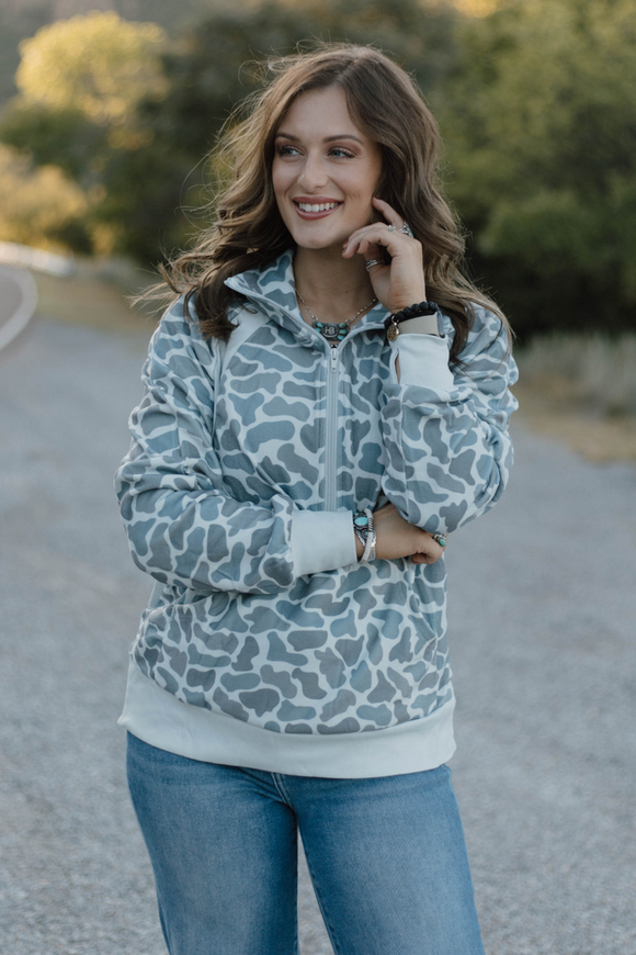 Fleece Gray Duck Camo Pullover Sweatshirts