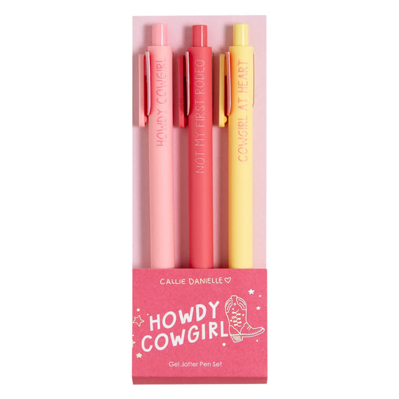 Howdy Cowgirl Western Gel Jotter Pen Set