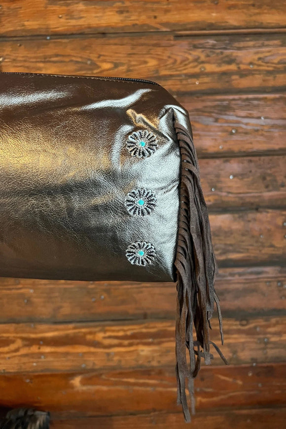 Pistol Packin Travel Bag - Silver -  Fringe - Concho Style